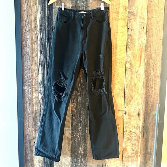PacSun Denim - PACSUN 90's boyfriend black distressed high waist straight leg jeans 28 EUC